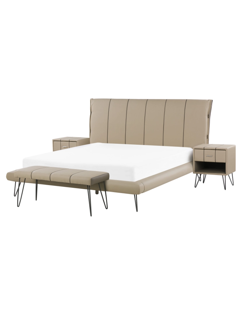 Beliani - Conjunto creme de 4 peças para quarto de dormir cama de 160 x 200 cm BETIN