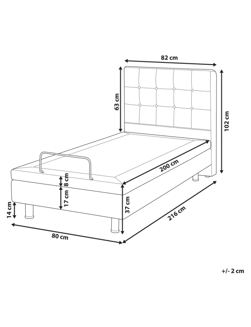 imagem de Cama de solteiro eletricamente ajustável em tecido cinzento escuro 80 x 200 cm DUKE2