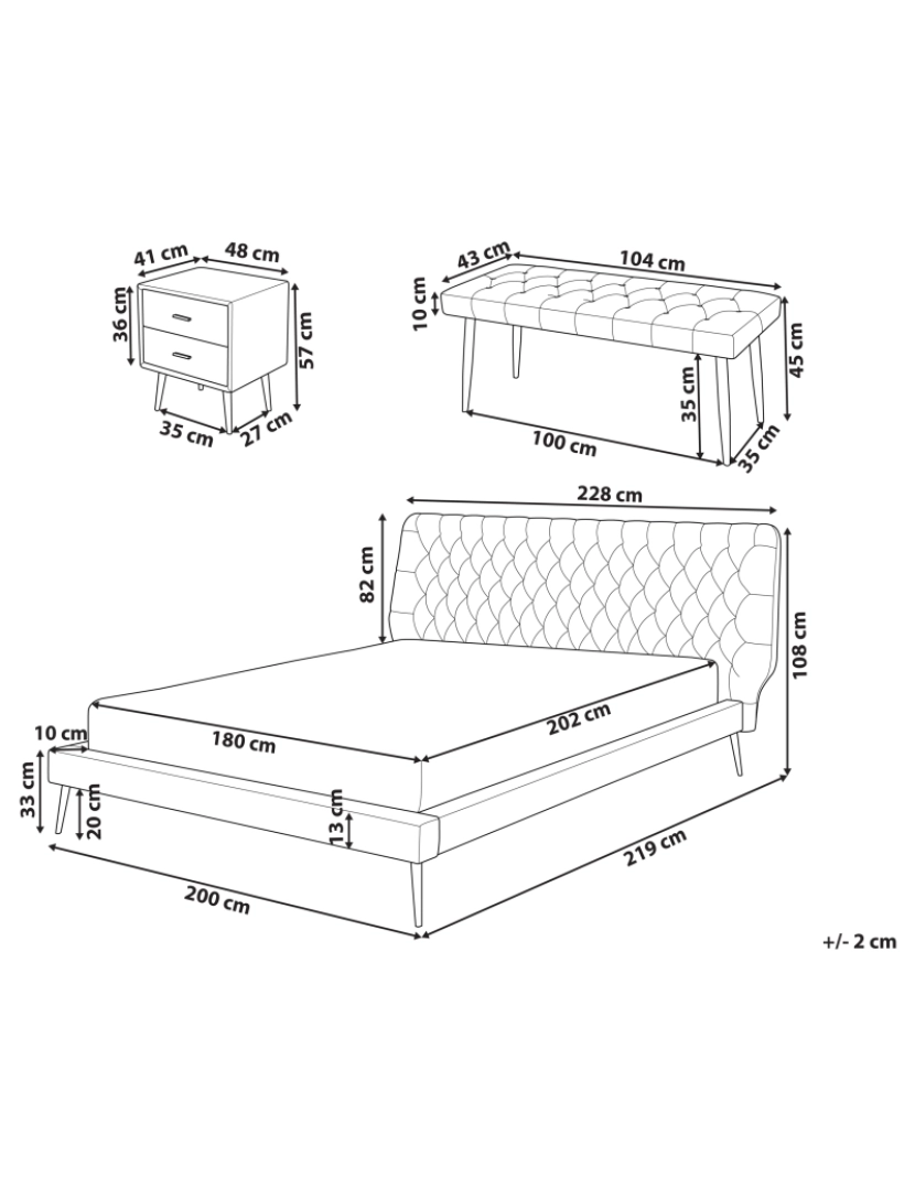 imagem de Conjunto cinzento de 4 peças com cama para quarto de dormir 180 x 200 cm ESSONNE3