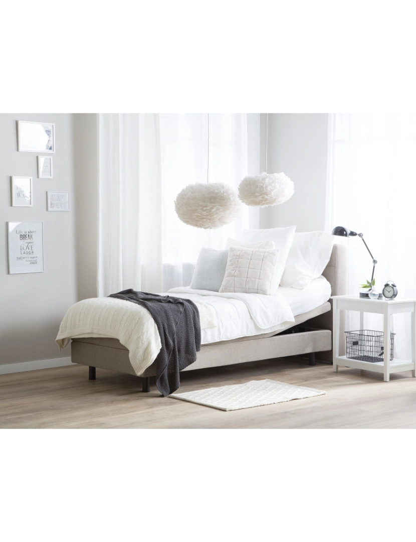 Beliani - Cama de solteiro eletricamente ajustável em tecido creme 80 x 200 cm DUKE