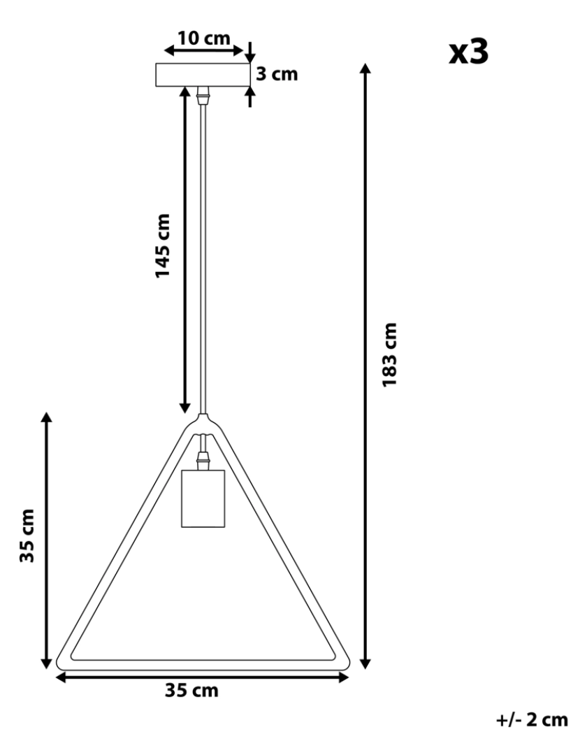 imagem de Conjunto de 3 candeeiros de teto triangulares de metal castanho JURUENA2