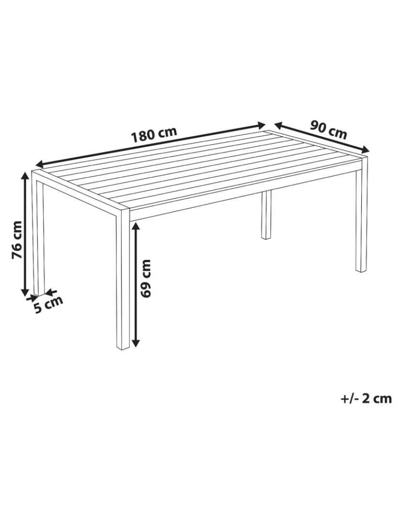 imagem de Mesa de jardim 180 x 90 cm Material sintético Cinzento VERNIO3