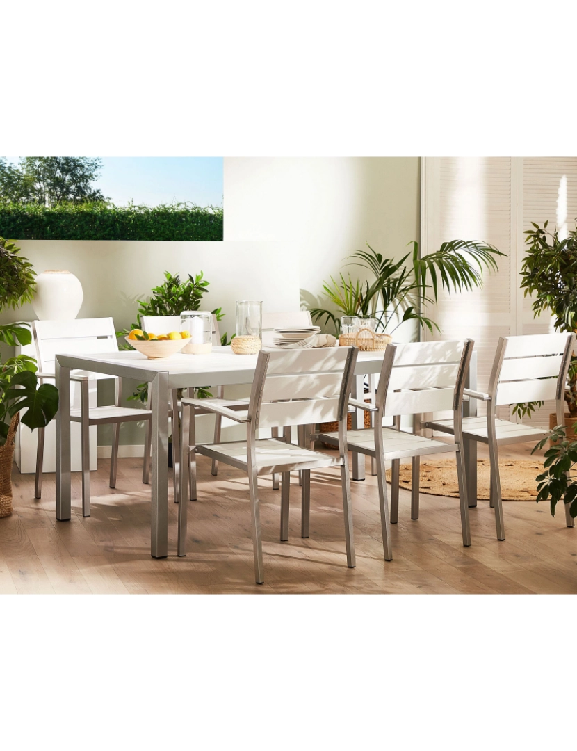 Beliani - Mesa de jardim 180 x 90 cm Material sintético Branco VERNIO