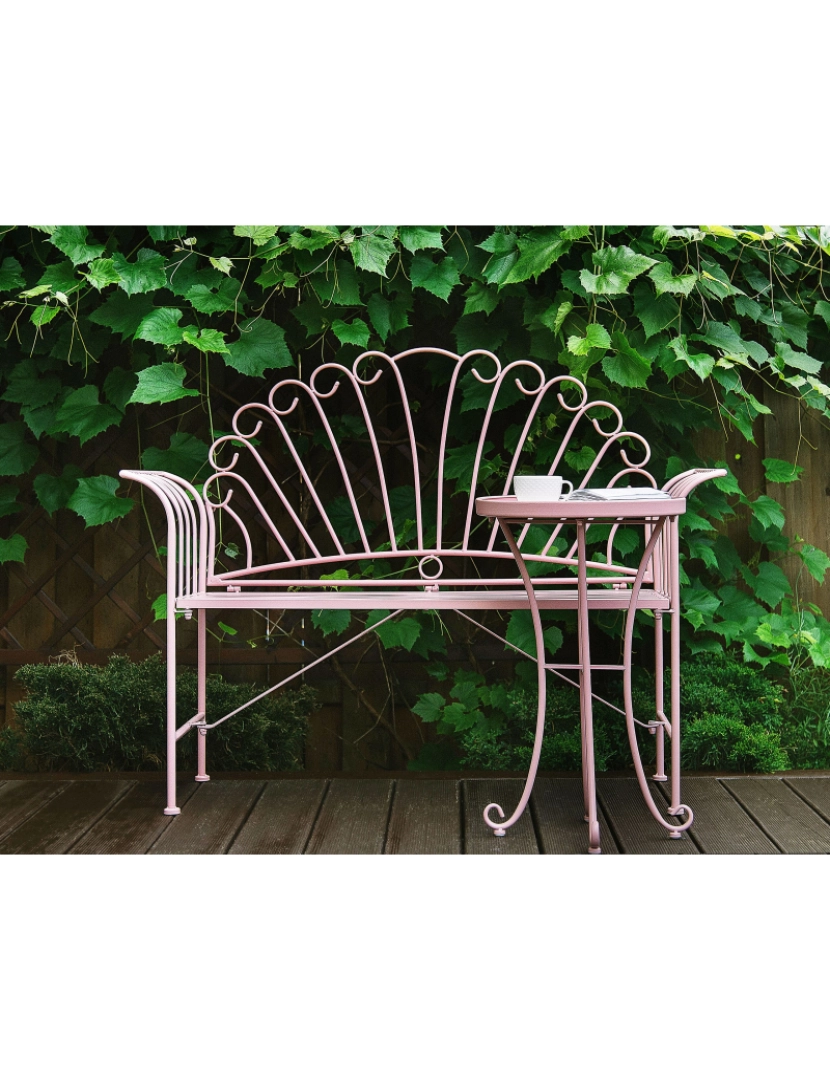 Beliani - Banco Metal 125 cm Rosa CAVINIA