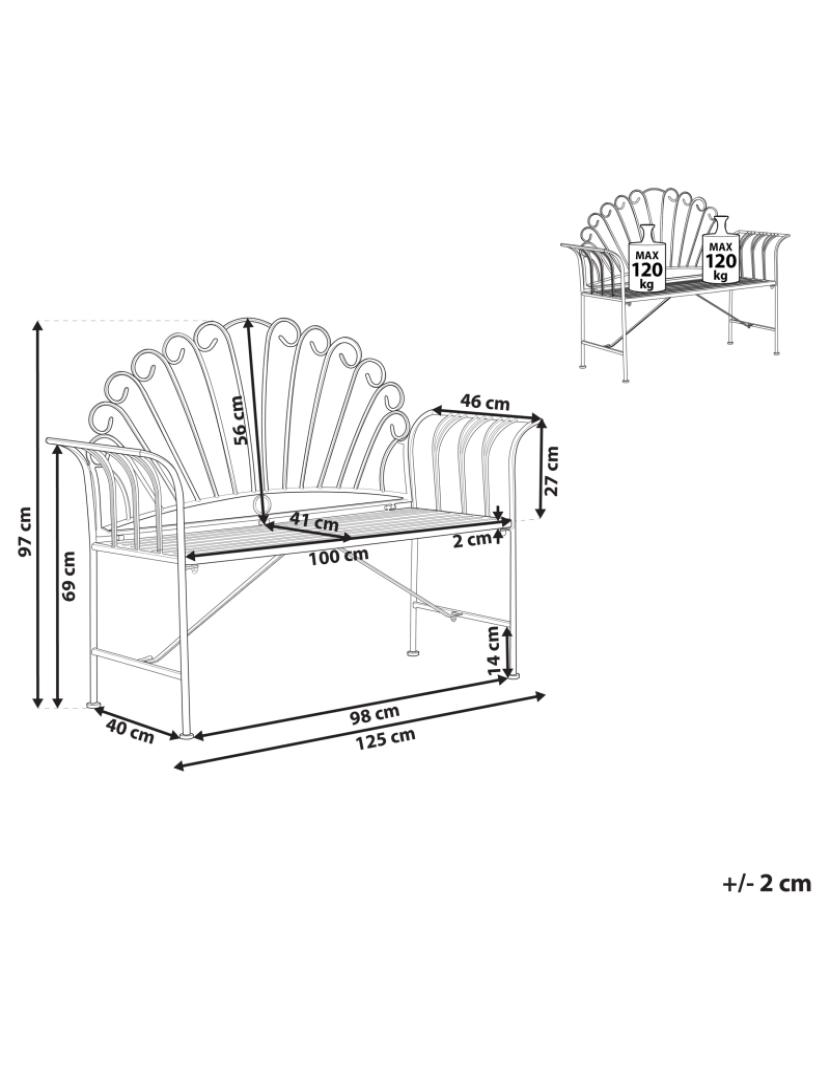 imagem de Banco Metal 125 cm Rosa CAVINIA2