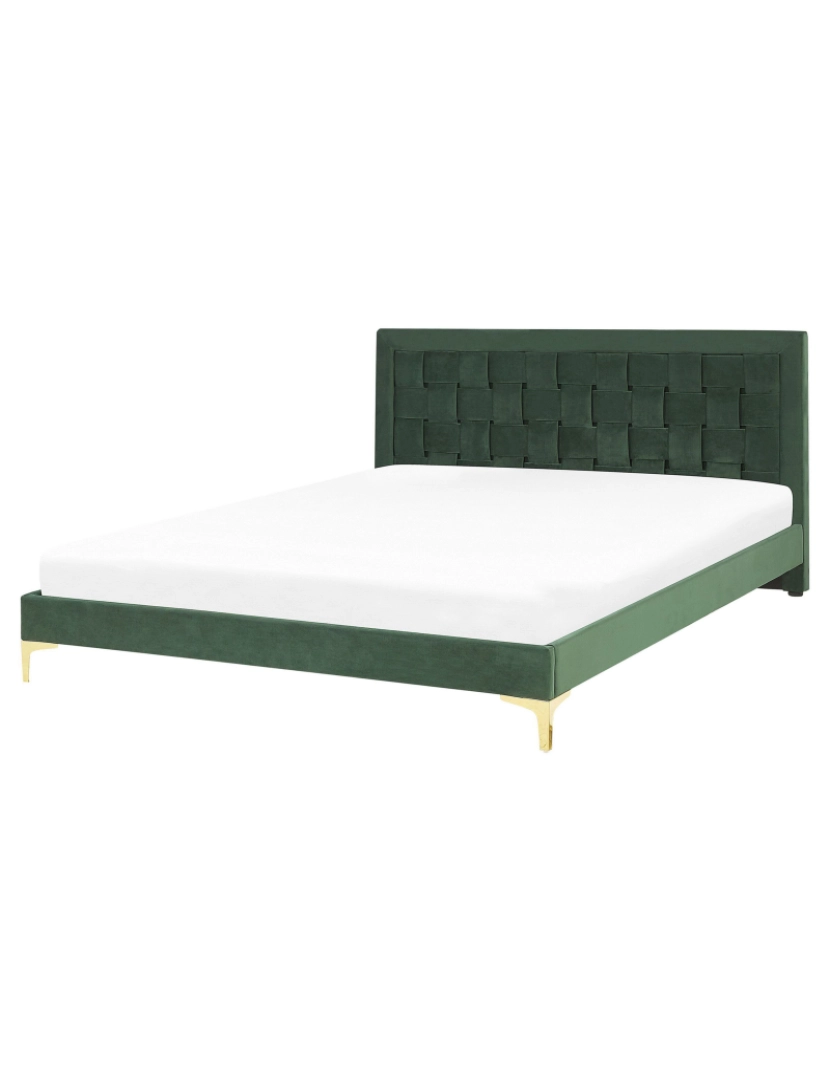 imagem de Cama de casal em veludo verde escuro 160 x 200 cm LIMOUX2