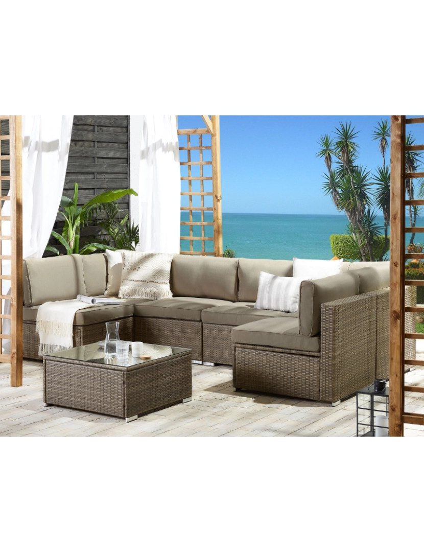 Beliani - Conjunto lounge Ratan sintético Castanho BELVEDERE