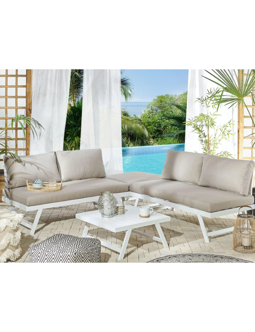 Beliani - Conjunto lounge Universal Alumínio Taupe COCCORINO