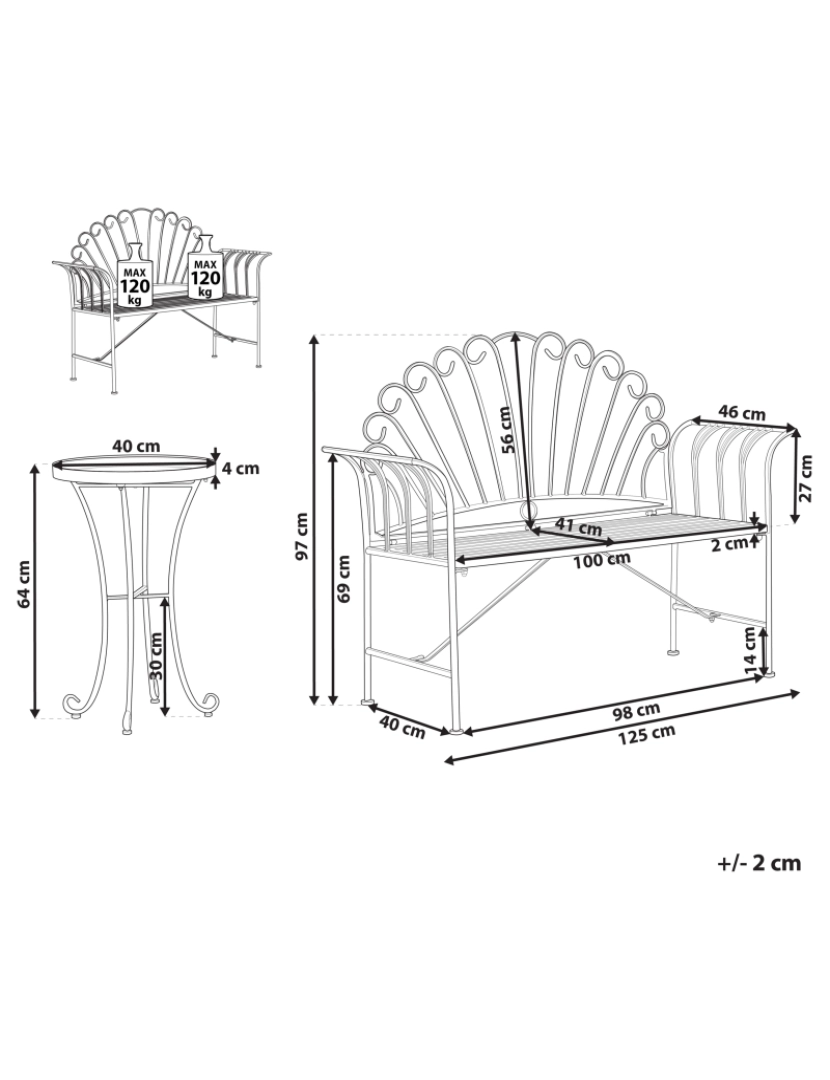 imagem de Conjunto de mesa e cadeiras Metal Rosa CAVINIA2