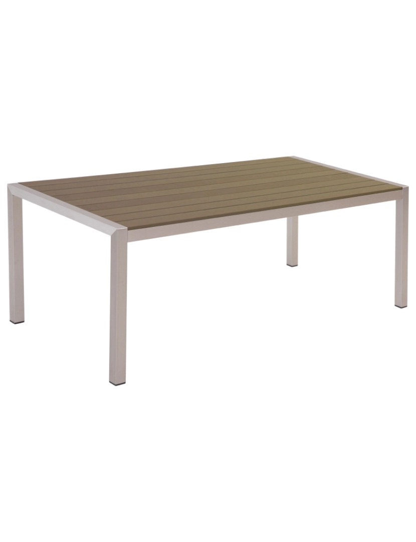 imagem de Mesa de jardim 180 x 90 cm Material sintético Castanho claro VERNIO2