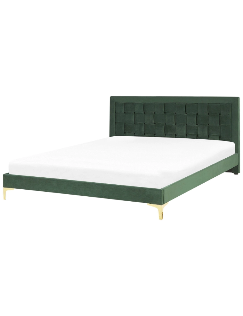 imagem de Cama de casal em veludo verde escuro 180 x 200 cm LIMOUX2