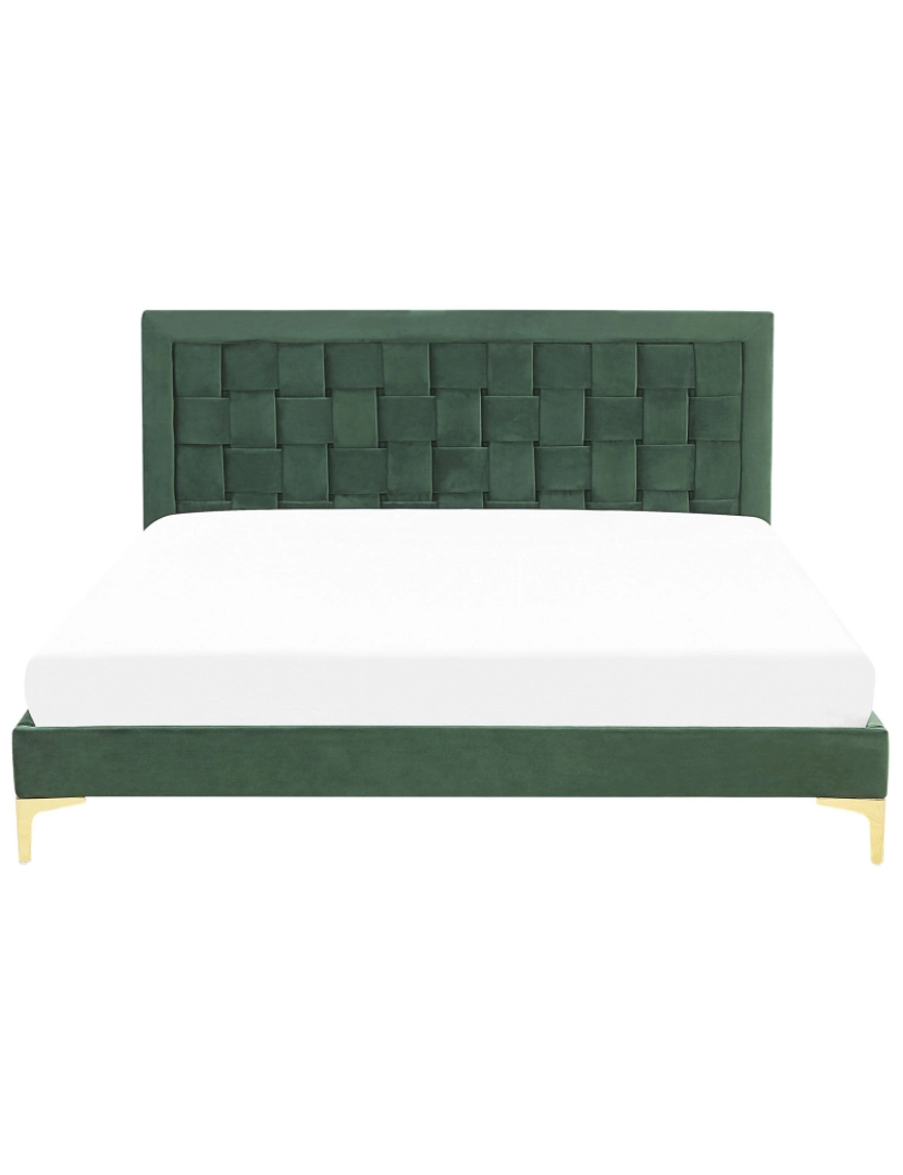 imagem de Cama de casal em veludo verde escuro 180 x 200 cm LIMOUX4