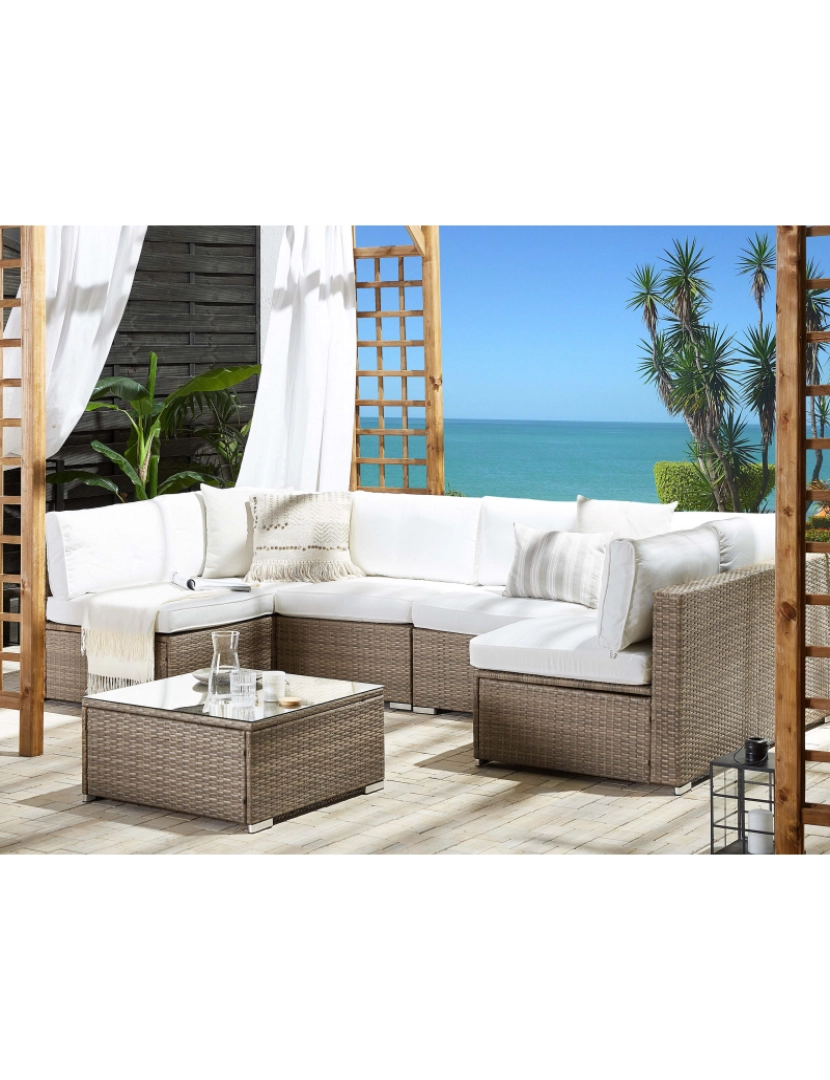 Beliani - Conjunto lounge Ratan sintético Branco BELVEDERE