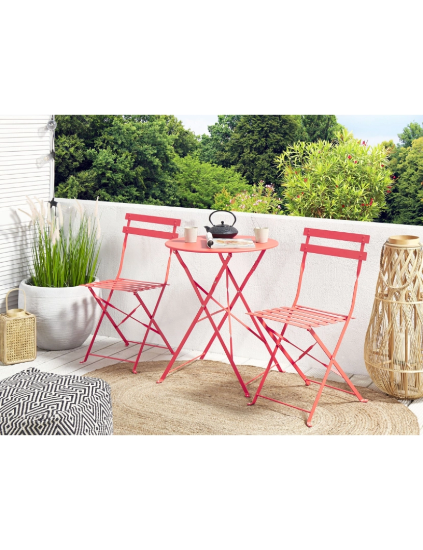 Beliani - Conjunto de mesa e cadeiras Metal Vermelho FIORI