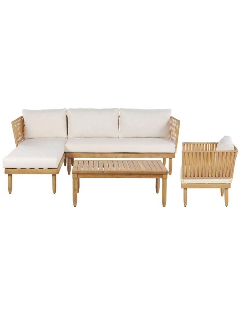 imagem de Conjunto lounge Esquerdo Madeira de acácia Branco creme CREMONA4