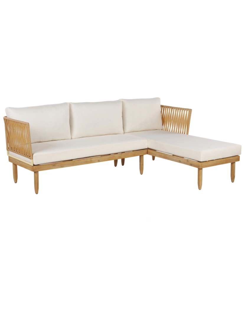 imagem de Conjunto lounge Esquerdo Madeira de acácia Branco creme CREMONA5