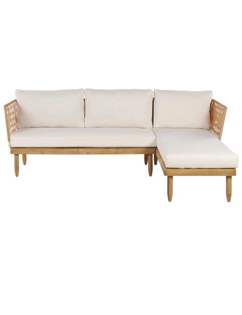 imagem de Conjunto lounge Esquerdo Madeira de acácia Branco creme CREMONA6