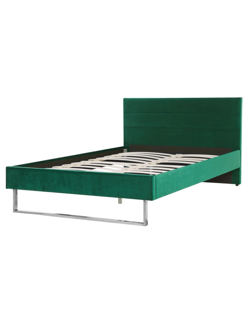 imagem de Cama de casal em veludo verde 140 x 200 cm BELLOU4