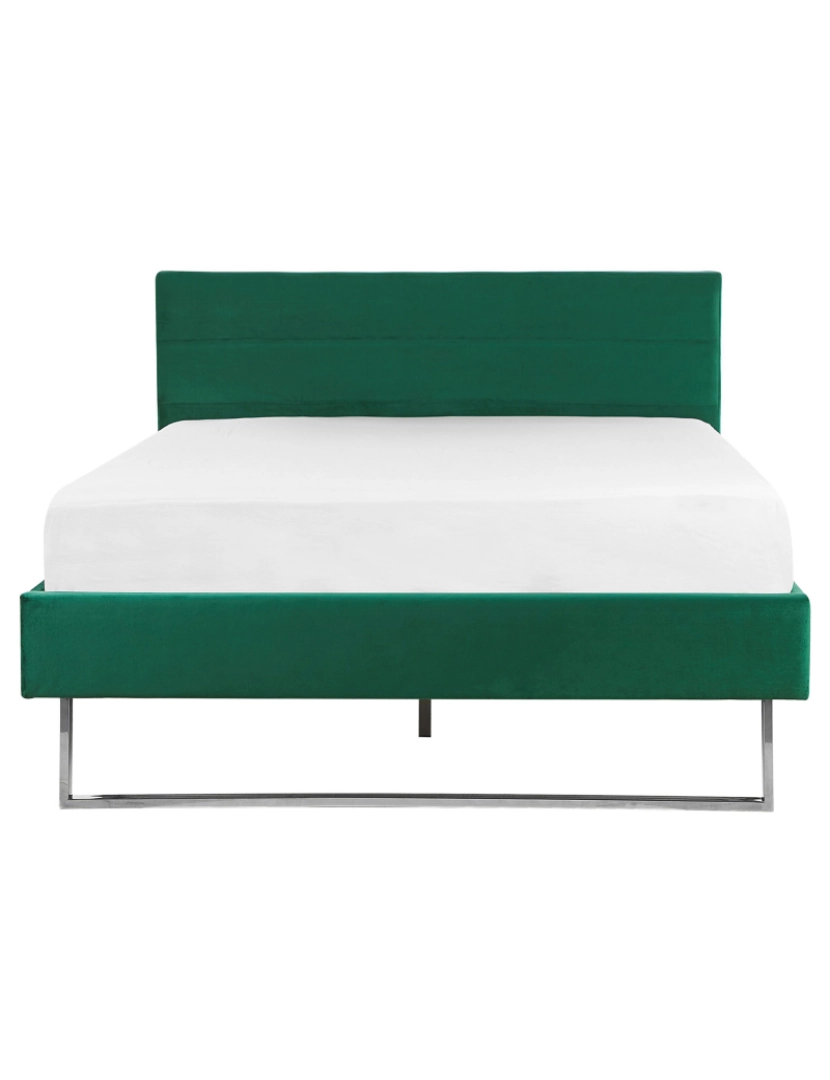 imagem de Cama de casal em veludo verde 140 x 200 cm BELLOU5