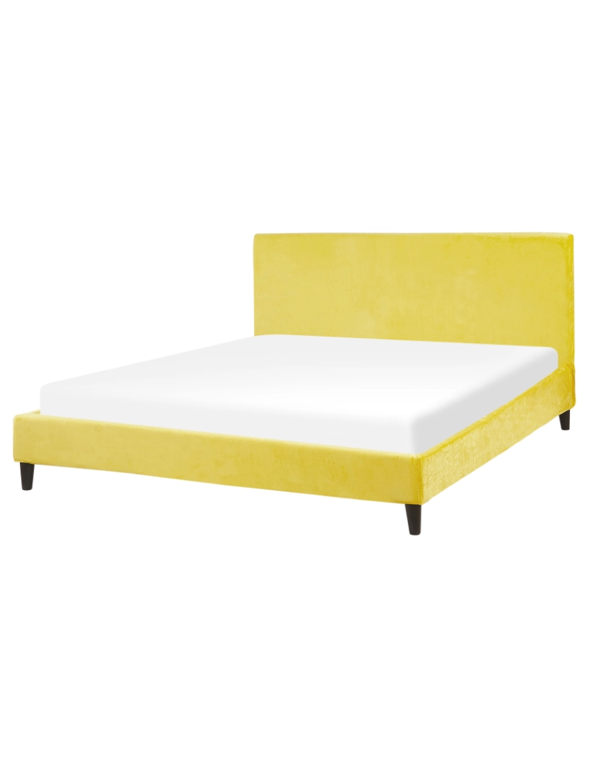 imagem de Cama de casal em veludo amarelo 160 x 200 cm FITOU2