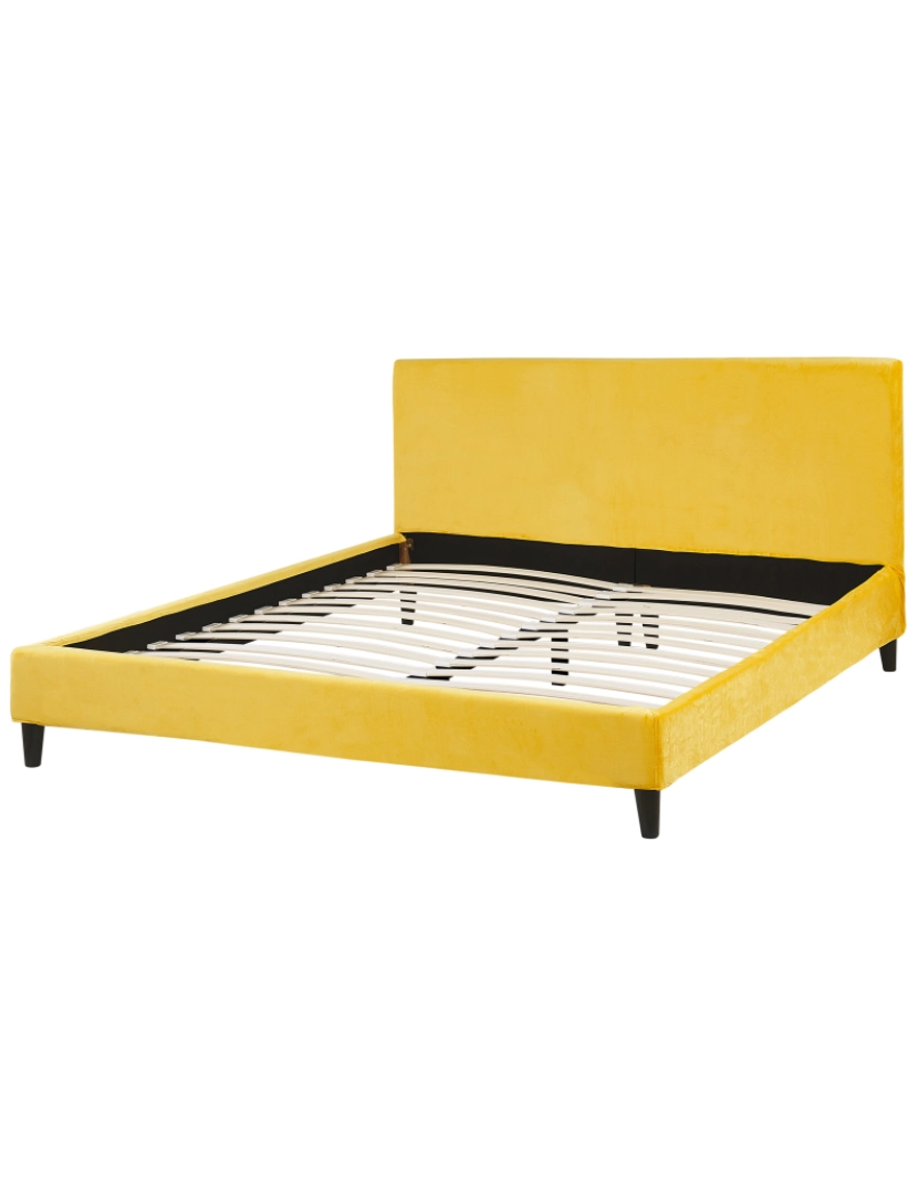 imagem de Cama de casal em veludo amarelo 160 x 200 cm FITOU4