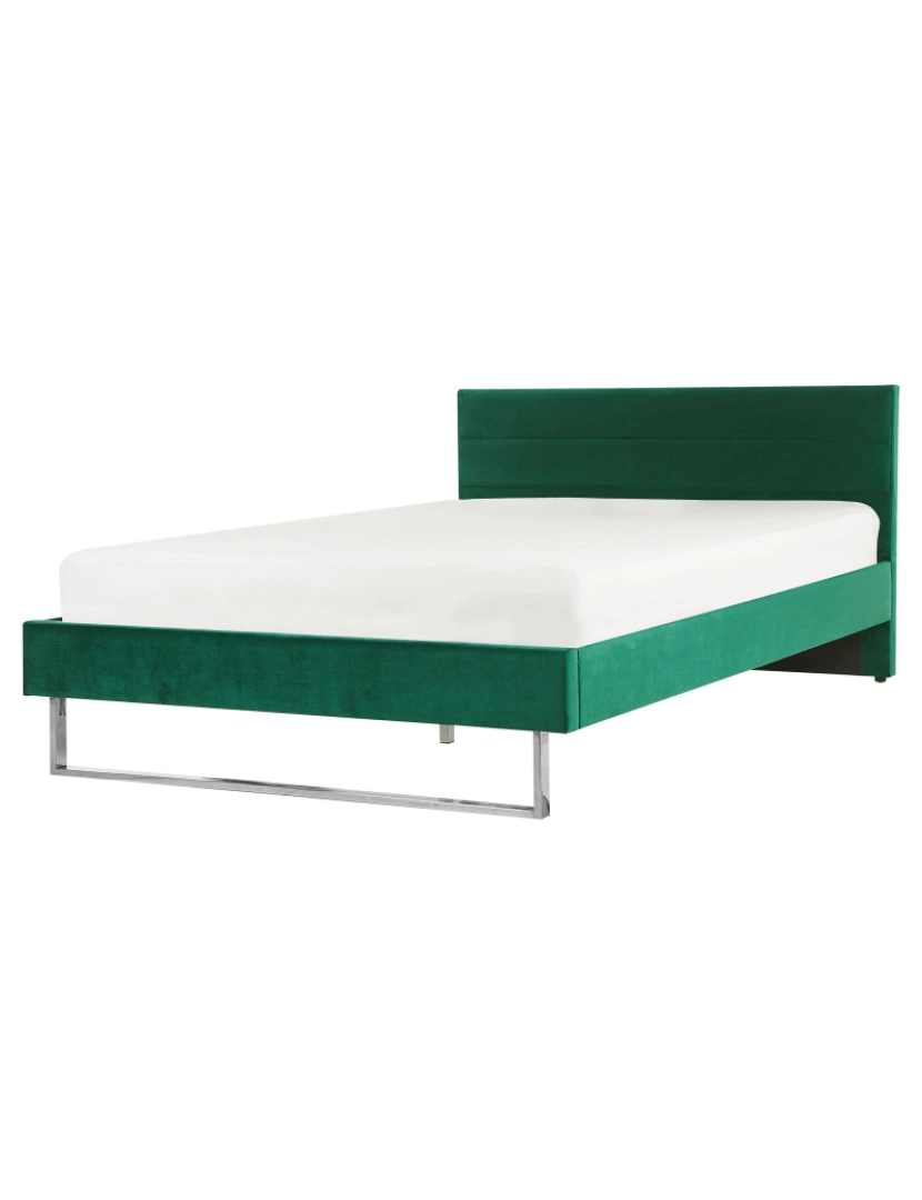 imagem de Cama de casal em veludo verde 160 x 200 cm BELLOU2