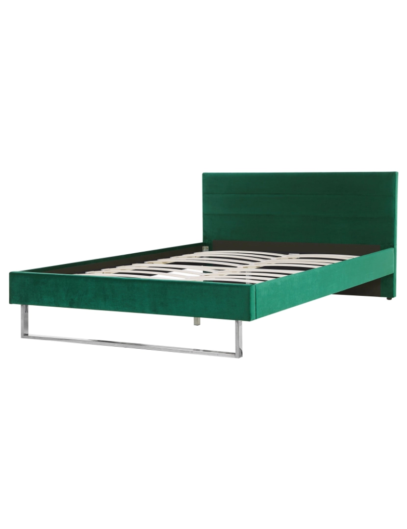 imagem de Cama de casal em veludo verde 160 x 200 cm BELLOU4