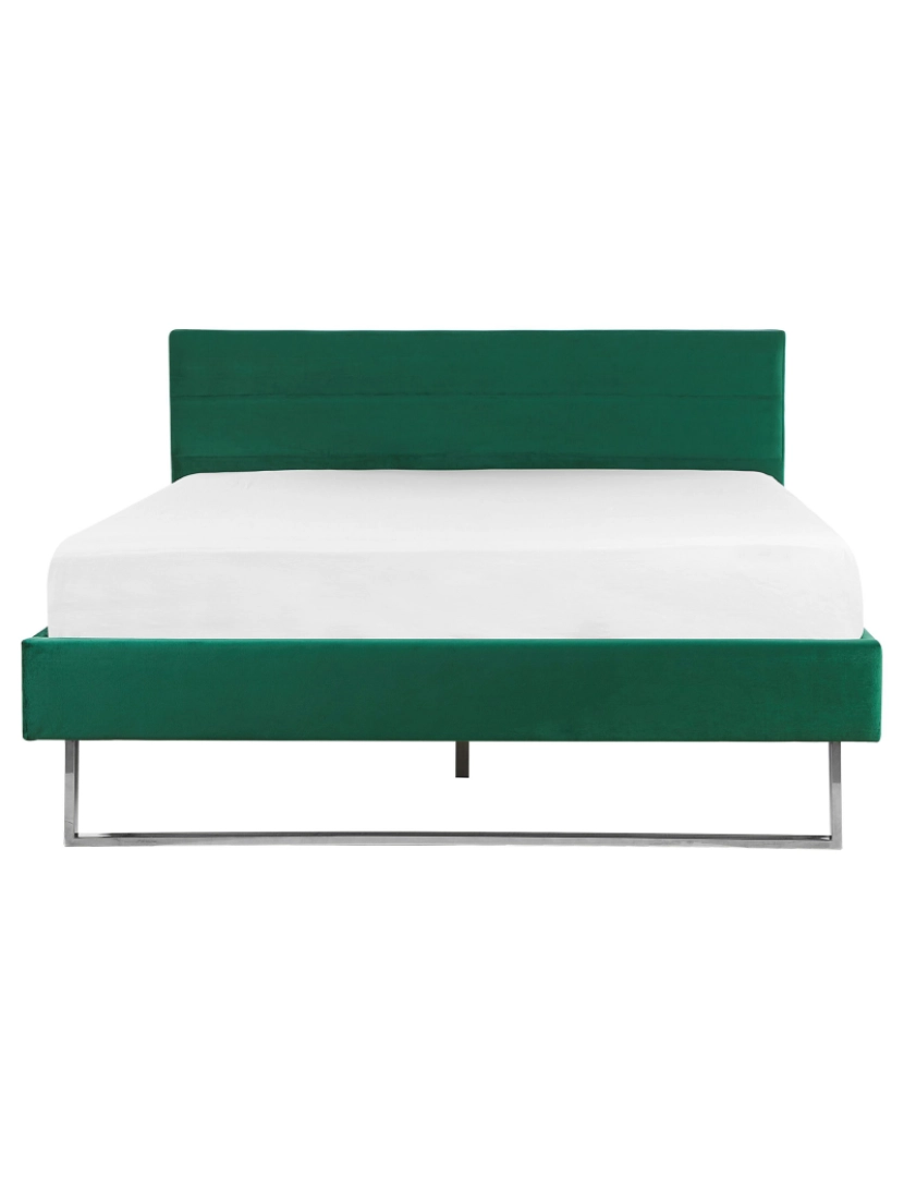 imagem de Cama de casal em veludo verde 160 x 200 cm BELLOU5