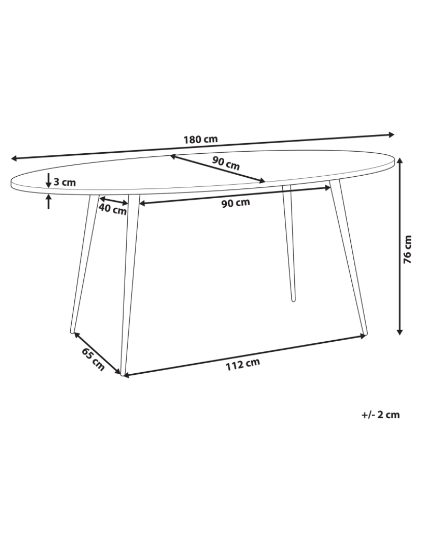 imagem de Mesa de jantar oval 180 x 90 cm castanho e preto OTTAWA2