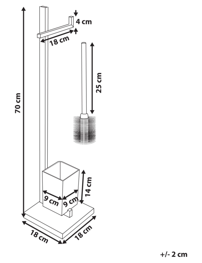 imagem de Suporte autónomo de papel higiénico e escova em metal prateado ULAPES2