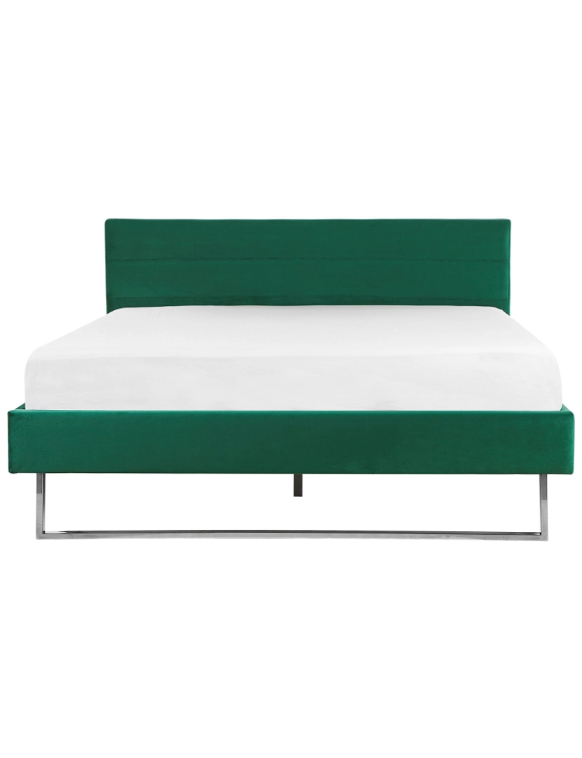 imagem de Cama de casal em veludo verde 180 x 200 cm BELLOU5