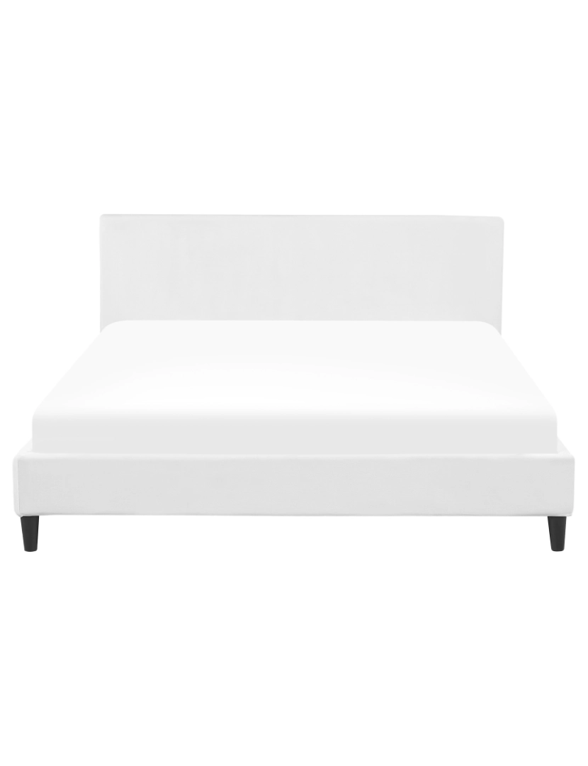 imagem de Cama de casal em veludo branco 160 x 200 cm FITOU5