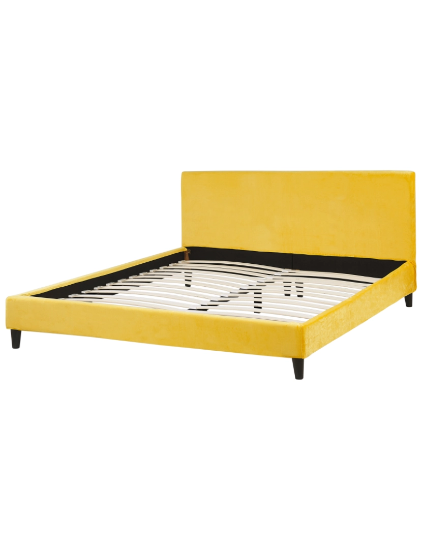 imagem de Cama de casal em veludo amarelo 180 x 200 cm FITOU4