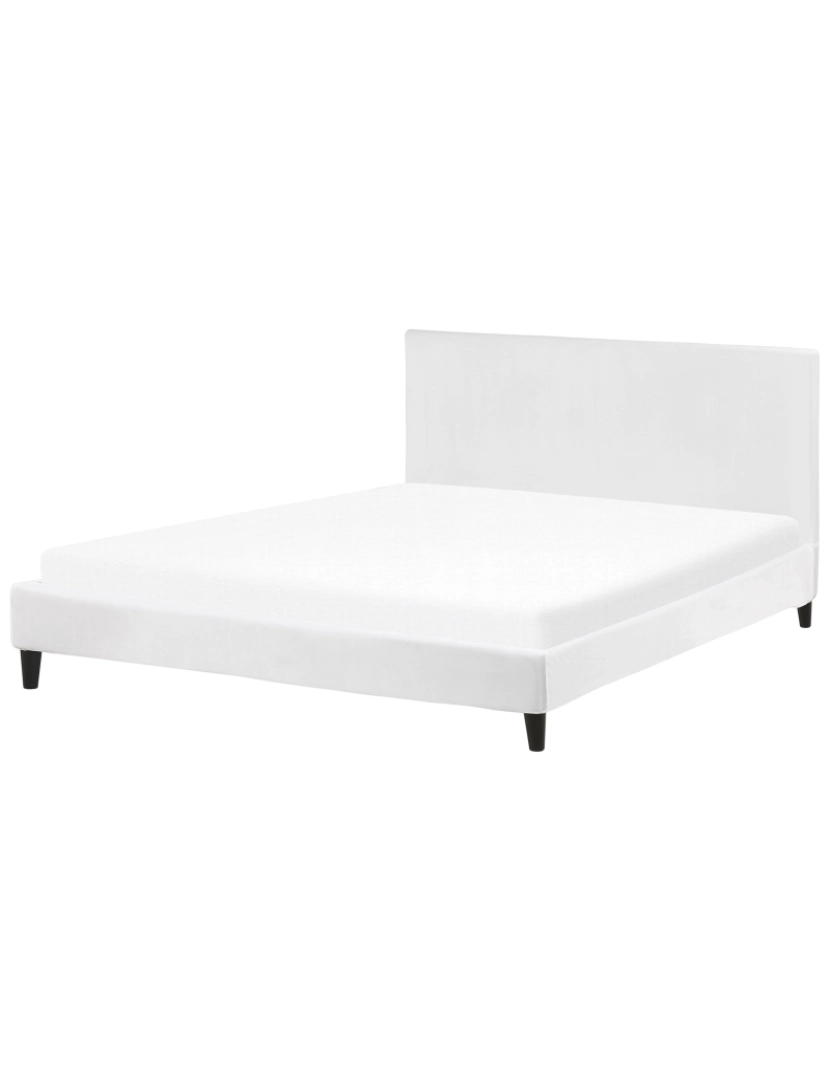 imagem de Cama de casal em veludo branco 180 x 200 cm FITOU2