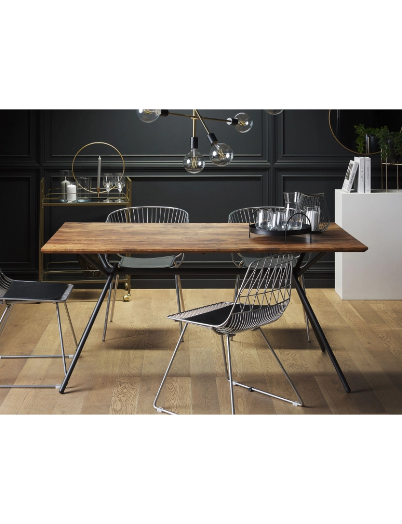 Beliani - Mesa de jantar em castanho escuro e preto 160 x 90 cm AMSTERDAM