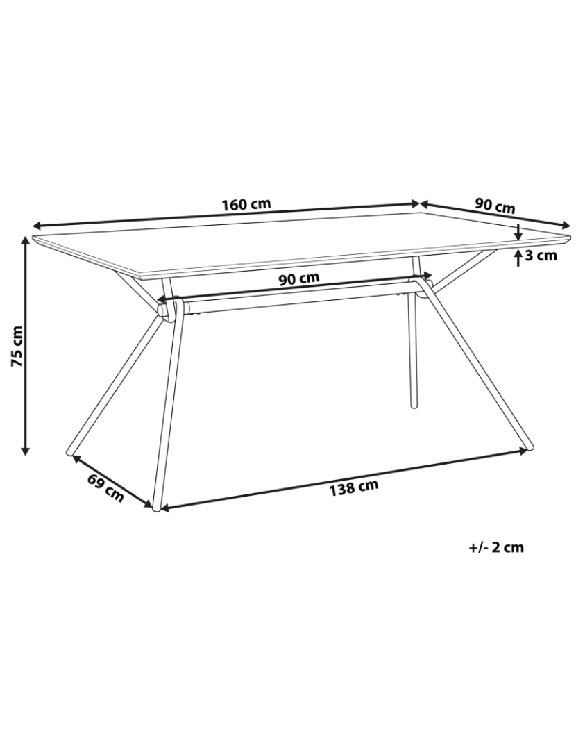 imagem de Mesa de jantar em castanho escuro e preto 160 x 90 cm AMSTERDAM3