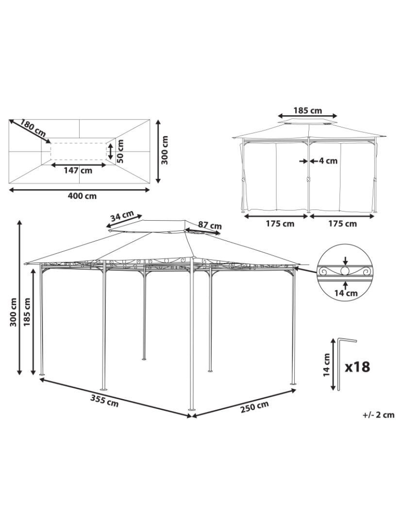 imagem de Pérgola de Jardim 300 x 400 cm Creme COLOS2