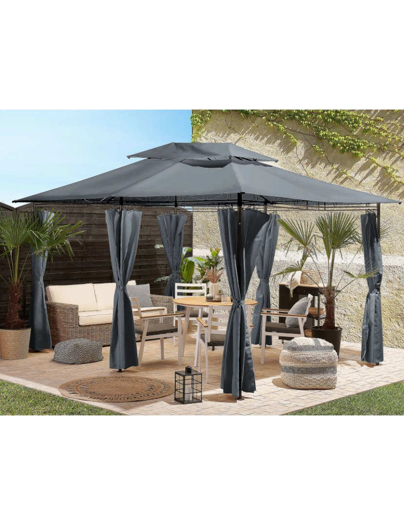 Beliani - Pérgola de Jardim 300 x 400 cm Cinzento grafite COLOS