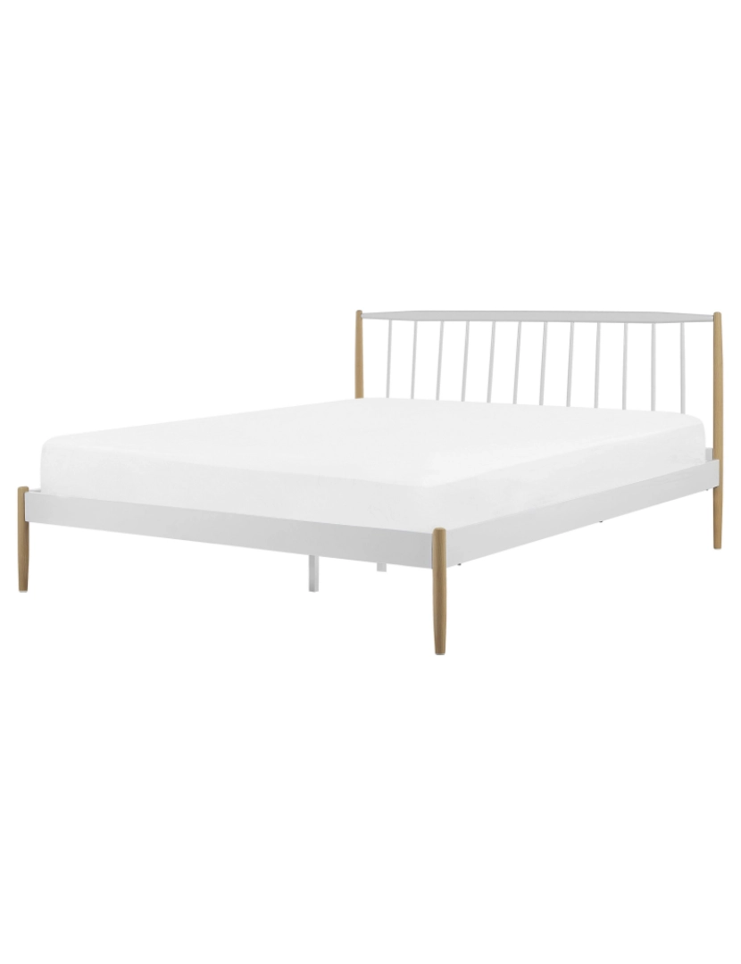 imagem de Cama de casal em metal branco 160 x 200 cm MAURS2