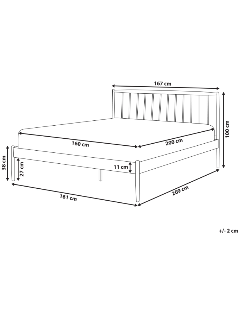 imagem de Cama de casal em metal branco 160 x 200 cm MAURS3