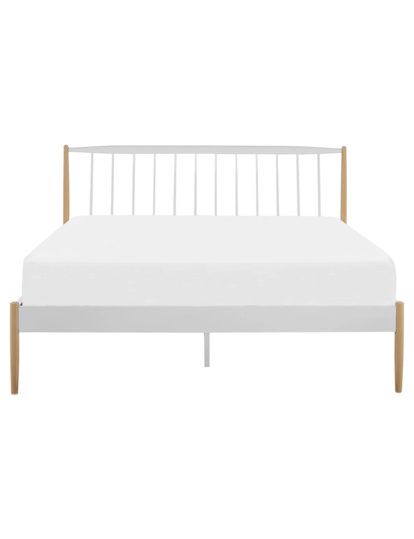 imagem de Cama de casal em metal branco 160 x 200 cm MAURS4