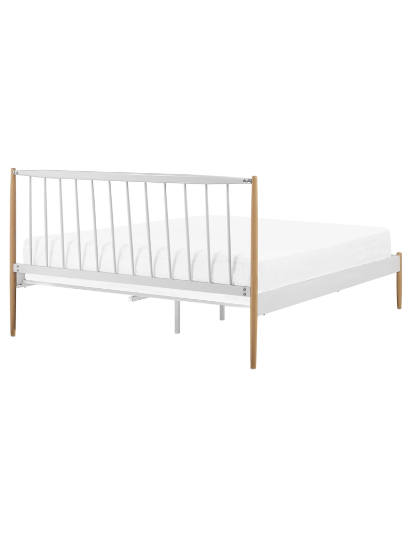 imagem de Cama de casal em metal branco 160 x 200 cm MAURS6