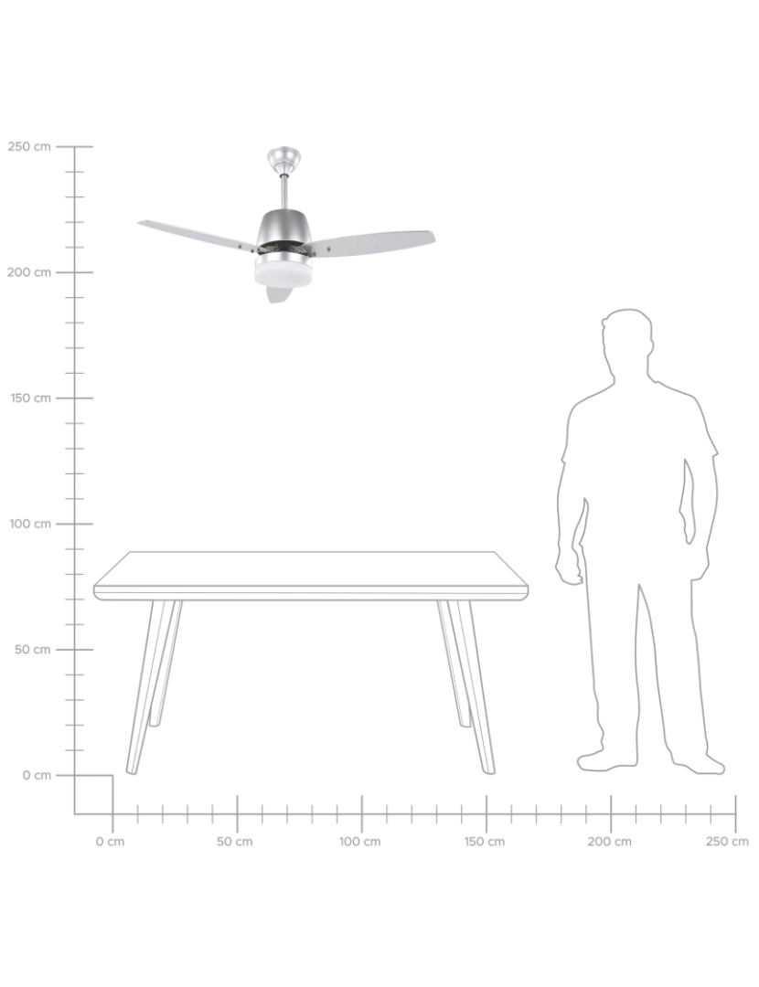 imagem de Ventoinha de teto prateada com luz LED MLAVA8