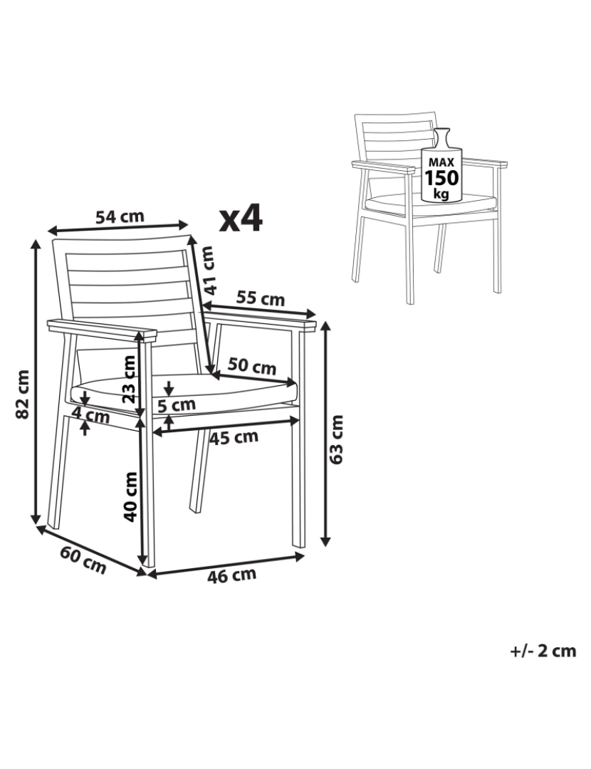 imagem de Cadeira de jardim Conjunto de 4 Metal Cinzento CAVOLI3