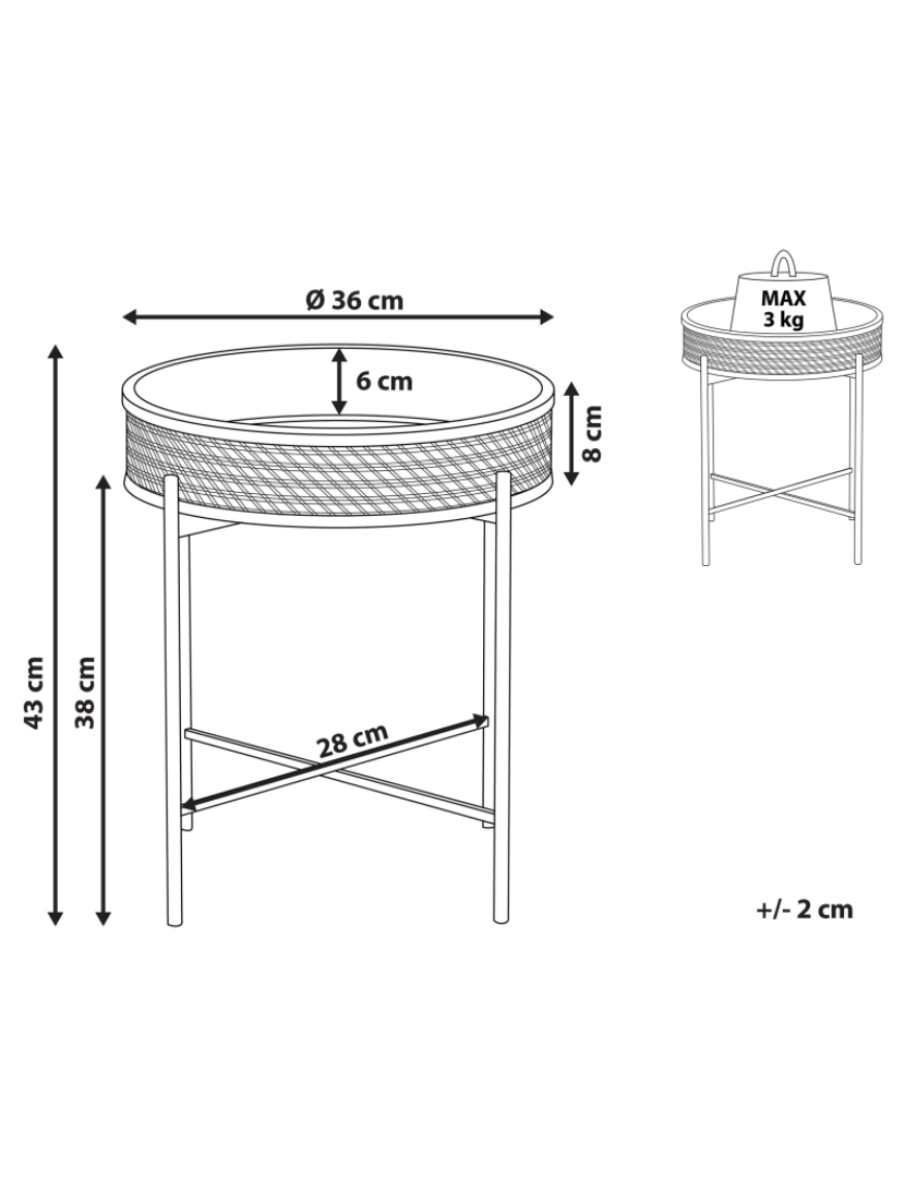 imagem de Mesa de apoio com bandeja amovível em creme e preto VIENNA2