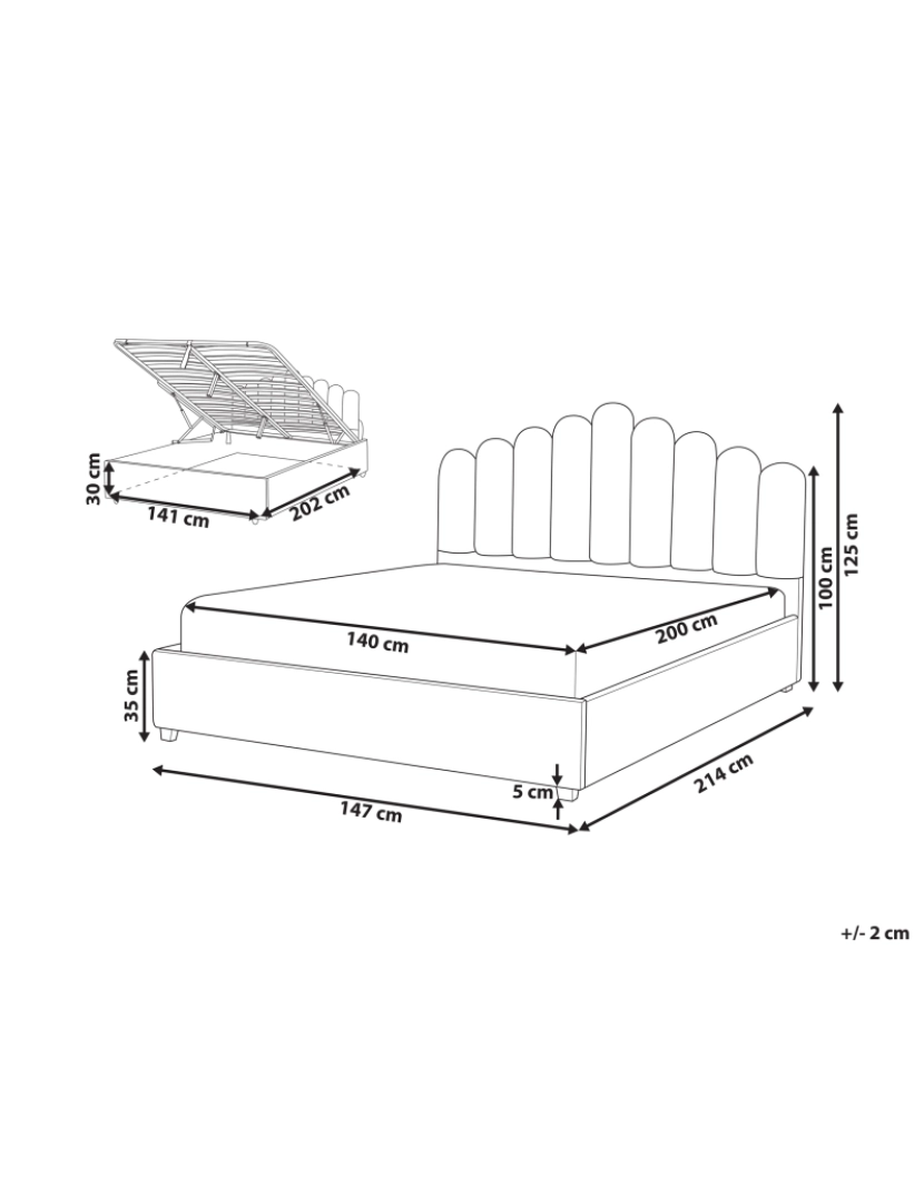 imagem de Cama de casal com arrumação em veludo taupe 140 x 200 cm VINCENNES3