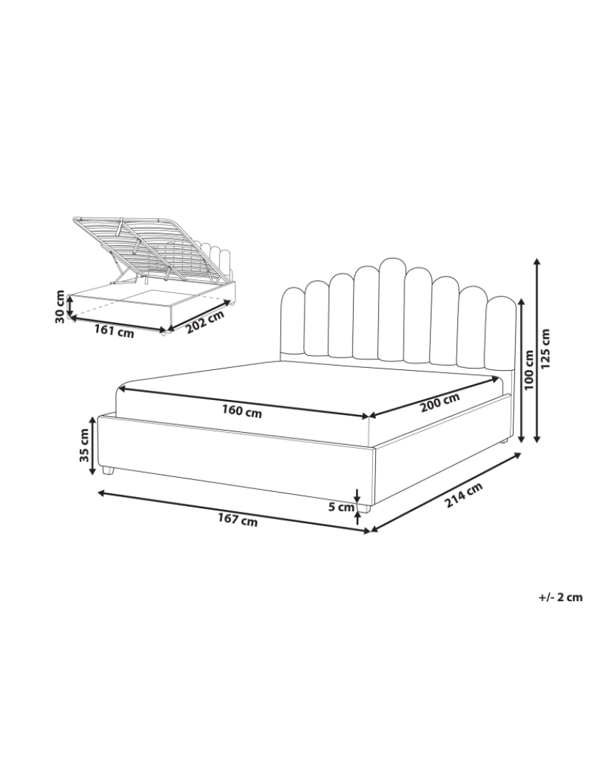 imagem de Cama de casal com arrumação em veludo taupe 160 x 200 cm VINCENNES3