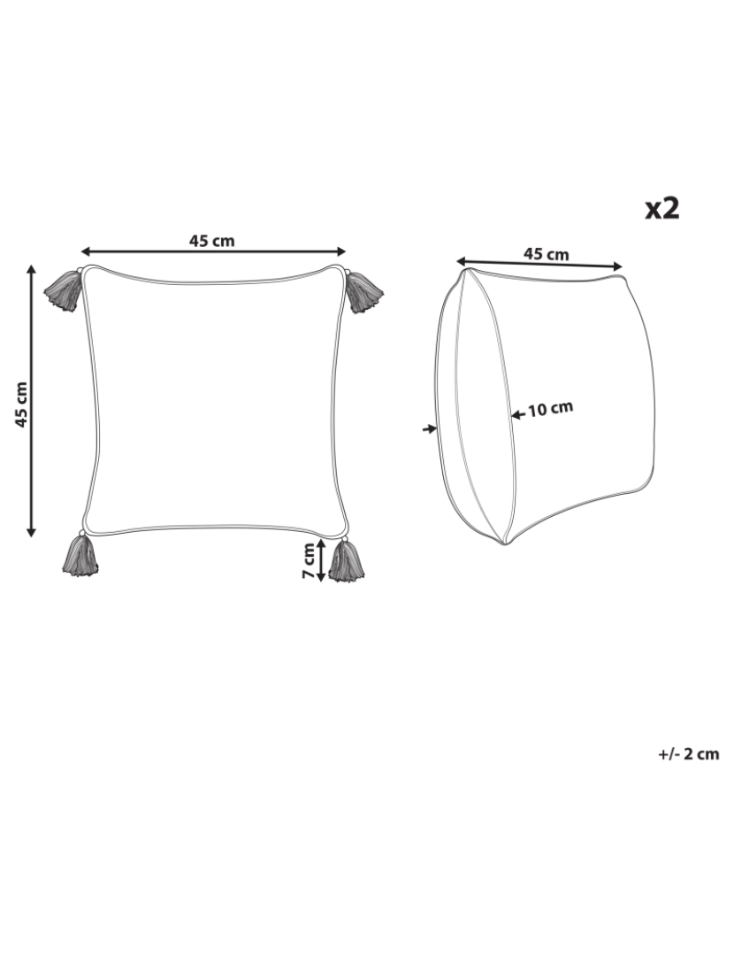imagem de Conjunto de 2 almofadas Impressão em bloco Algodão Castanho claro MALUS 45 x 45 cm3