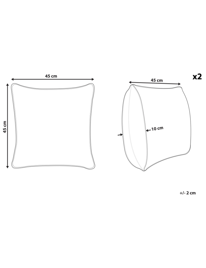 imagem de Conjunto de 2 almofadas Branco creme SUBULATA 45 x 45 cm3