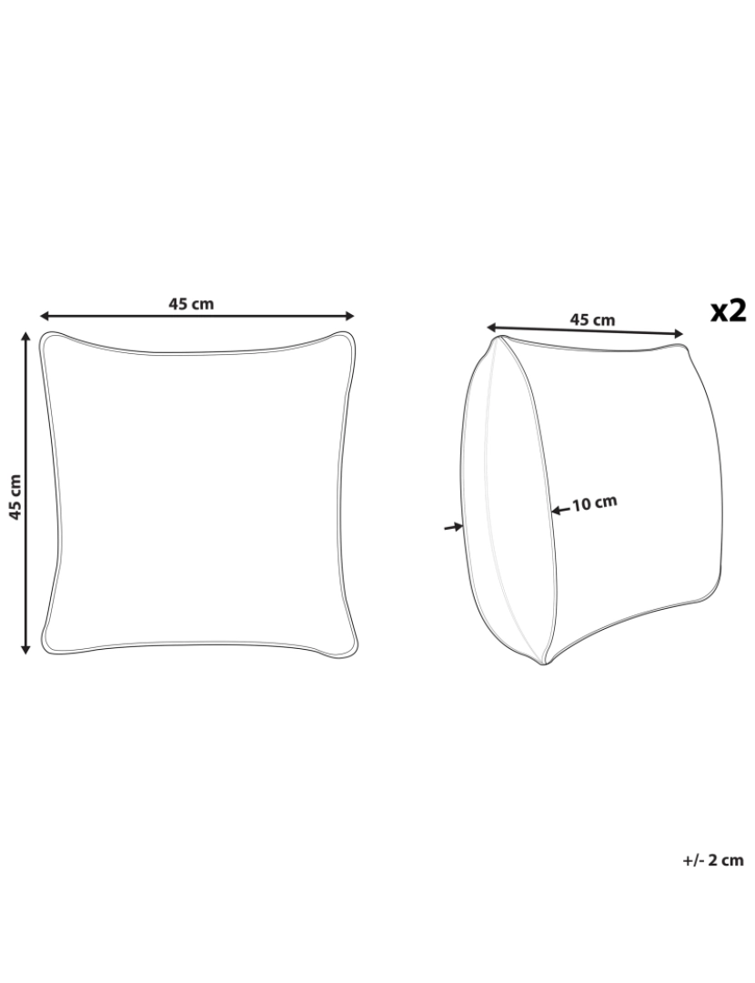 imagem de Conjunto de 2 almofadas Impressão em bloco Algodão Branco MYRICA 45 x 45 cm3